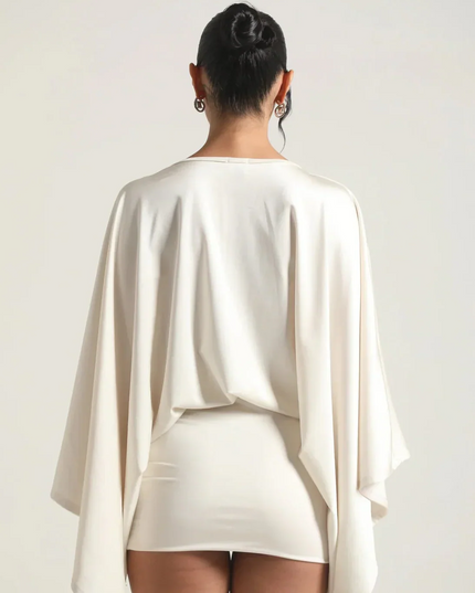 Women's Homecoming Cape Sleeve Flowy Party Mini Dress