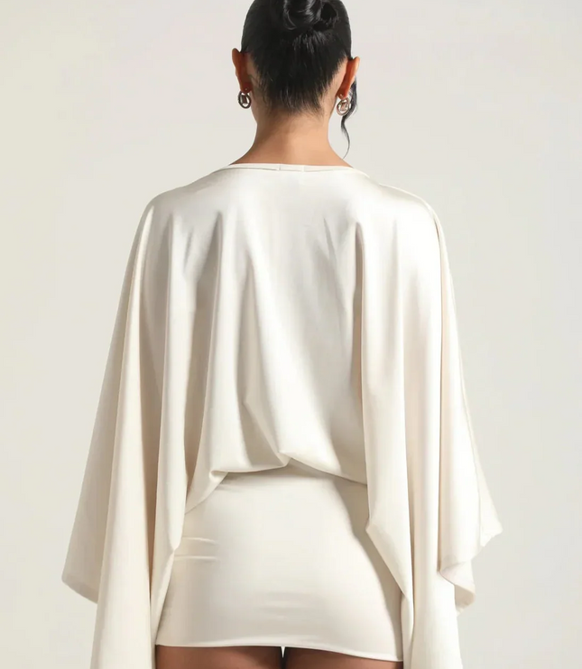 Women's Homecoming Cape Sleeve Flowy Party Mini Dress