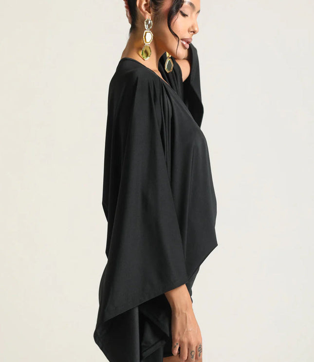 Women's Homecoming Cape Sleeve Flowy Party Mini Dress