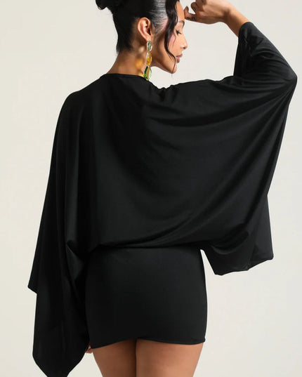 Women's Homecoming Cape Sleeve Flowy Party Mini Dress