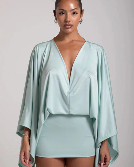 Women's Homecoming Cape Sleeve Flowy Party Mini Dress