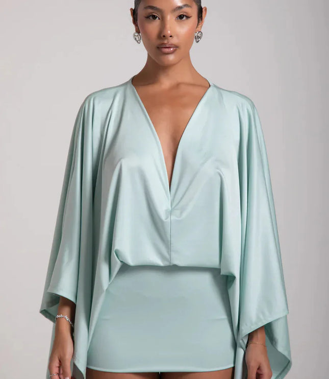 Women's Homecoming Cape Sleeve Flowy Party Mini Dress