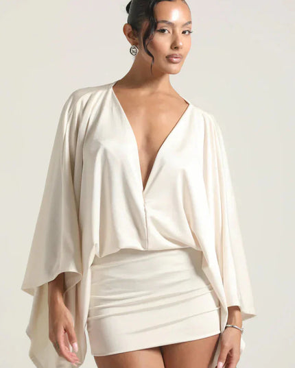 Women's Homecoming Cape Sleeve Flowy Party Mini Dress