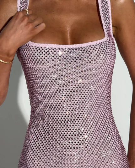 Women's Homecoming Rhinestone Square Neck Mini Party Dress