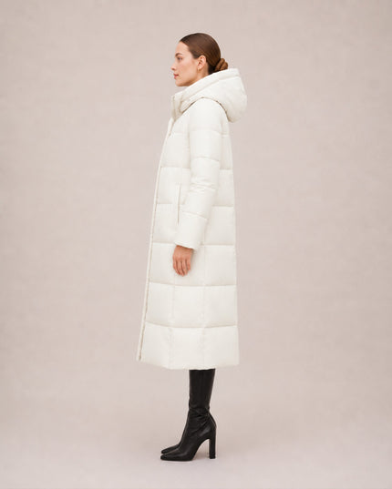 Women's Hooded Winter Coat in a Long Quilted Puffer Cut