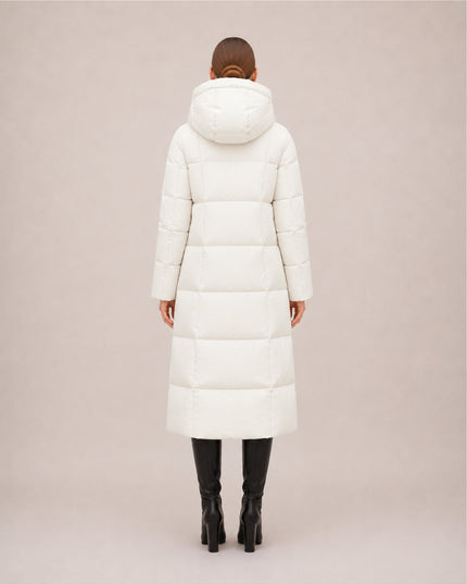 Women's Hooded Winter Coat in a Long Quilted Puffer Cut