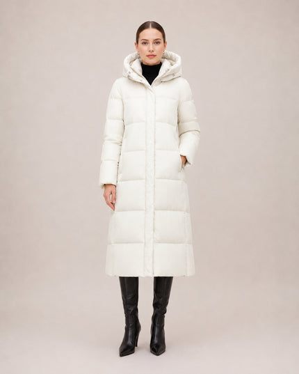 Women's Hooded Winter Coat in a Long Quilted Puffer Cut