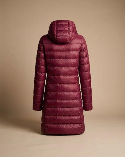 Women's Hooded Winter Jacket in a Long Lightweight Puffer