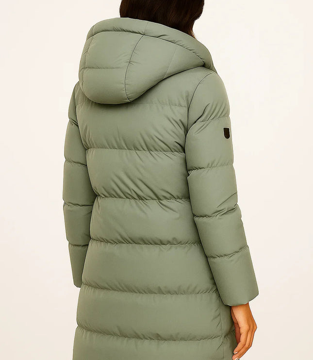 Women's Hooded Winter Puffer Jacket in a Quilted Longline Cut