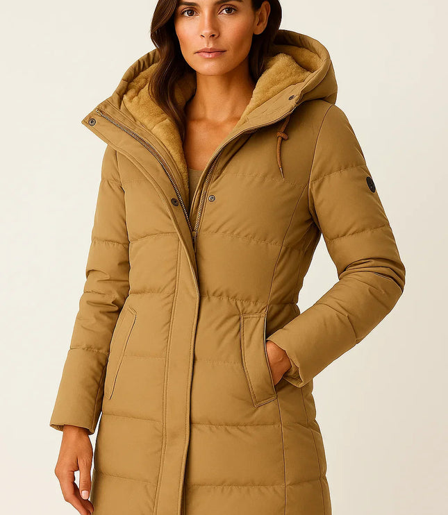 Women's Hooded Winter Puffer Jacket in a Quilted Longline Cut