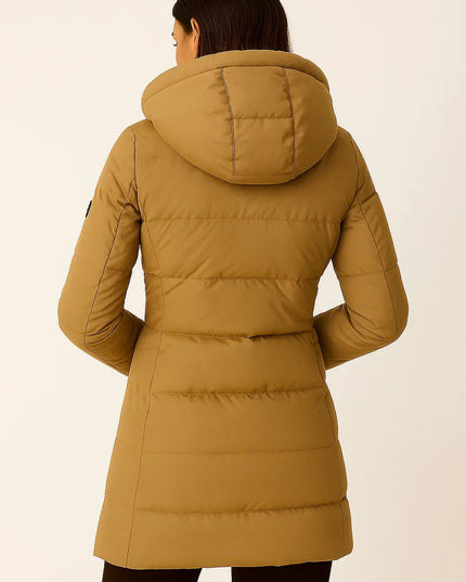 Women's Hooded Winter Puffer Jacket in a Quilted Longline Cut