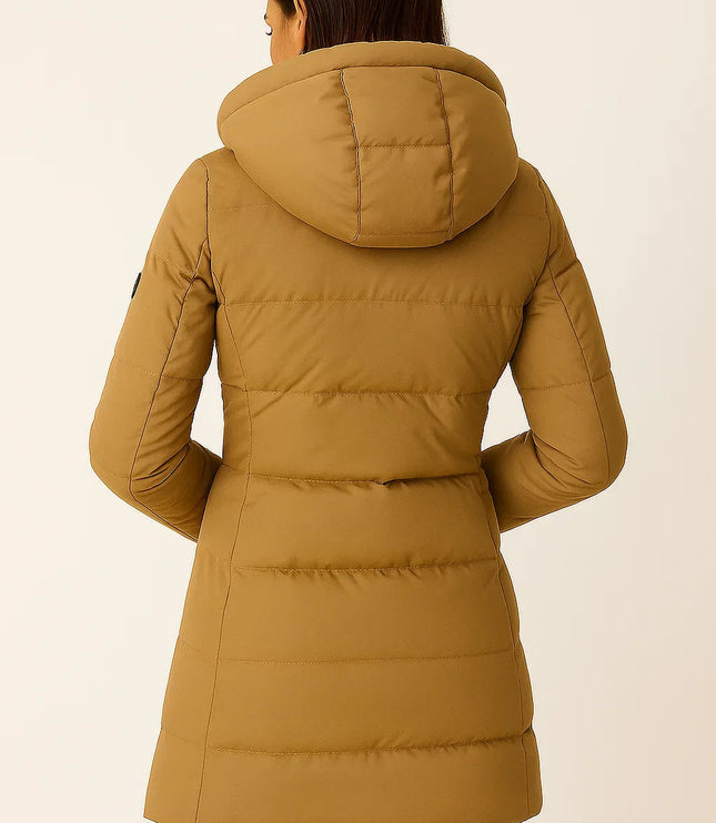 Women's Hooded Winter Puffer Jacket in a Quilted Longline Cut
