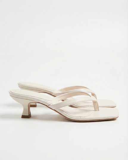 Women's Kitten Heel Toe-Post Sandals with Square Toe