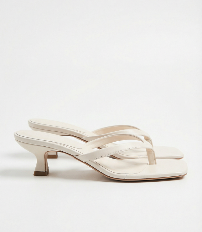 Women's Kitten Heel Toe-Post Sandals with Square Toe