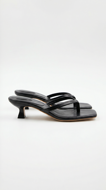 Women's Kitten Heel Toe-Post Sandals with Square Toe