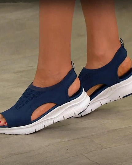 Women's Knit Platform Sandals with Cut-Out Sides