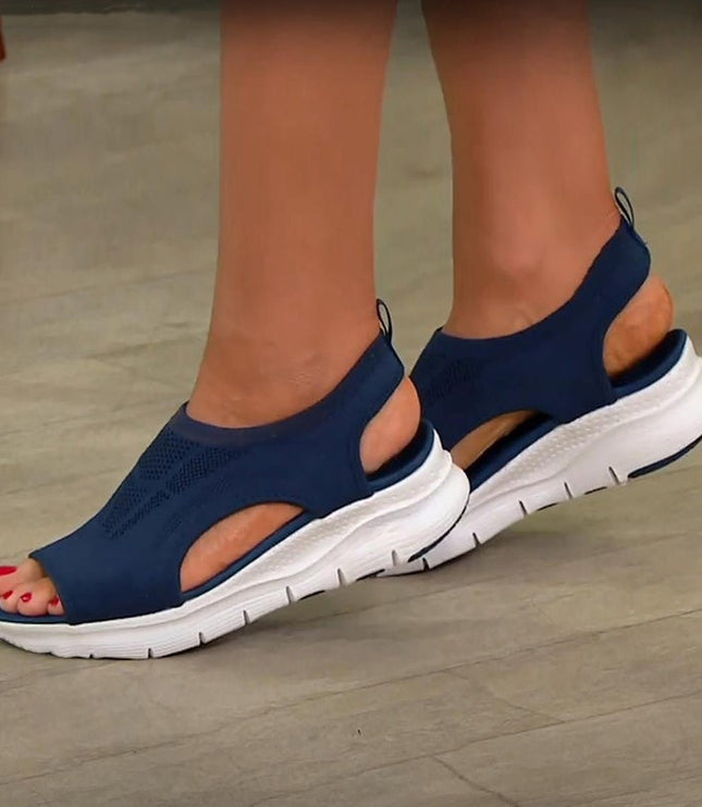 Women's Knit Platform Sandals with Cut-Out Sides