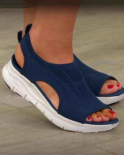 Women's Knit Platform Sandals with Cut-Out Sides