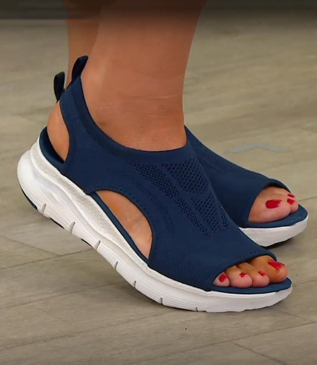 Women's Knit Platform Sandals with Cut-Out Sides