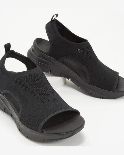 Women's Knit Platform Sandals with Cut-Out Sides
