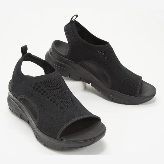 Women's Knit Platform Sandals with Cut-Out Sides