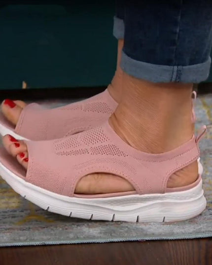 Women's Knit Platform Sandals with Cut-Out Sides