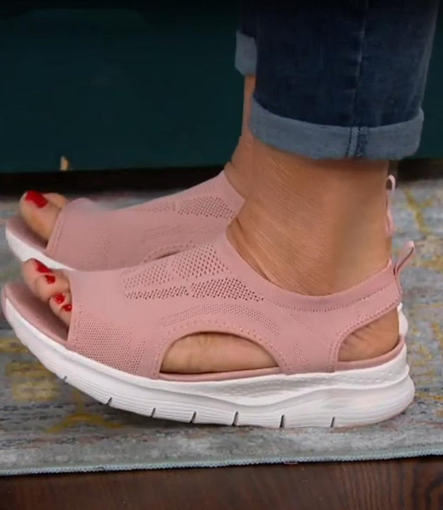 Women's Knit Platform Sandals with Cut-Out Sides