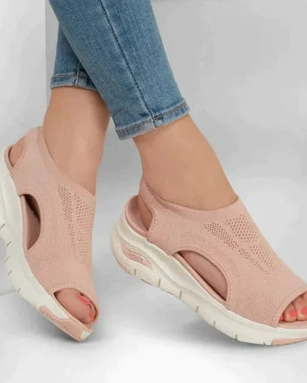Women's Knit Platform Sandals with Cut-Out Sides