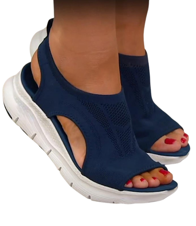Women's Knit Platform Sandals with Cut-Out Sides