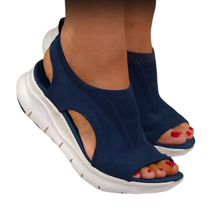 Women's Knit Platform Sandals with Cut-Out Sides