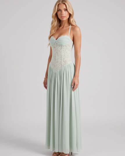 Women's Lace-Up Back Corset Maxi Dress