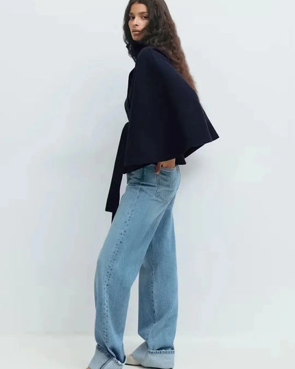 Women's Layering Jacket with a Structured Cape Silhouette