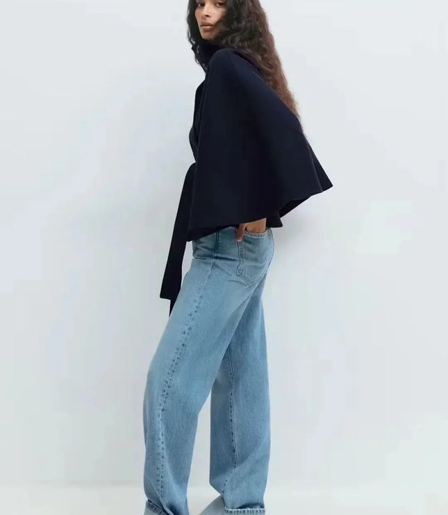 Women's Layering Jacket with a Structured Cape Silhouette