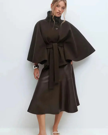 Women's Layering Jacket with a Structured Cape Silhouette