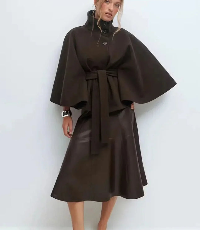 Women's Layering Jacket with a Structured Cape Silhouette
