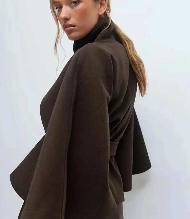 Women's Layering Jacket with a Structured Cape Silhouette