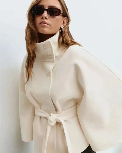 Women's Layering Jacket with a Structured Cape Silhouette
