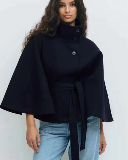 Women's Layering Jacket with a Structured Cape Silhouette