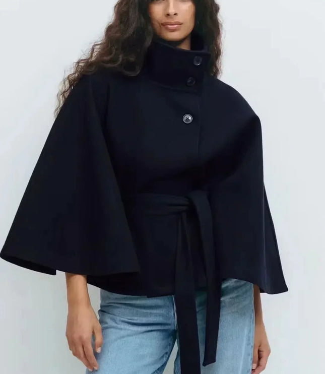 Women's Layering Jacket with a Structured Cape Silhouette