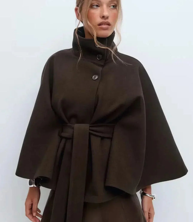 Women's Layering Jacket with a Structured Cape Silhouette