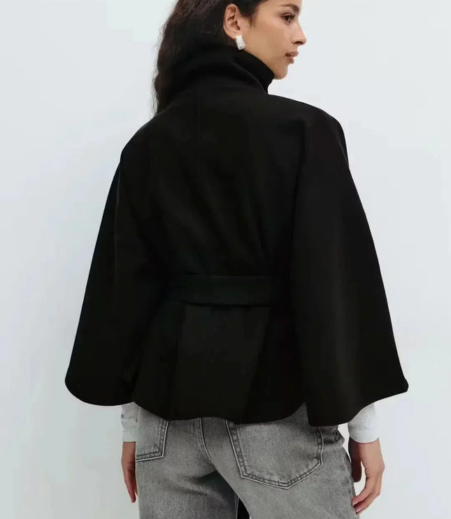 Women's Layering Jacket with a Structured Cape Silhouette