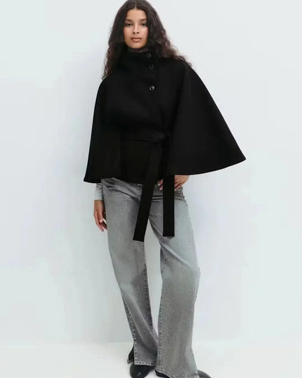 Women's Layering Jacket with a Structured Cape Silhouette