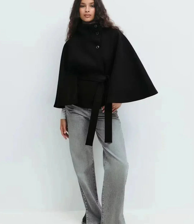 Women's Layering Jacket with a Structured Cape Silhouette