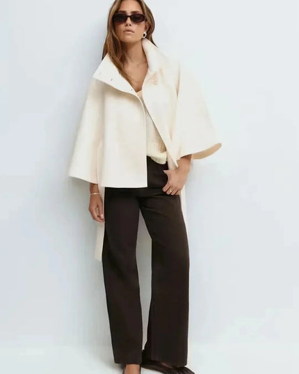 Women's Layering Jacket with a Structured Cape Silhouette