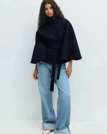 Women's Layering Jacket with a Structured Cape Silhouette