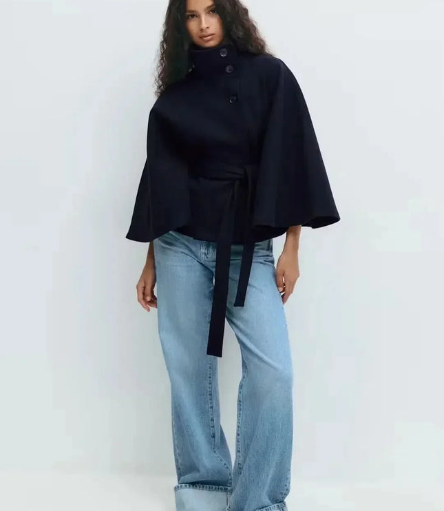 Women's Layering Jacket with a Structured Cape Silhouette