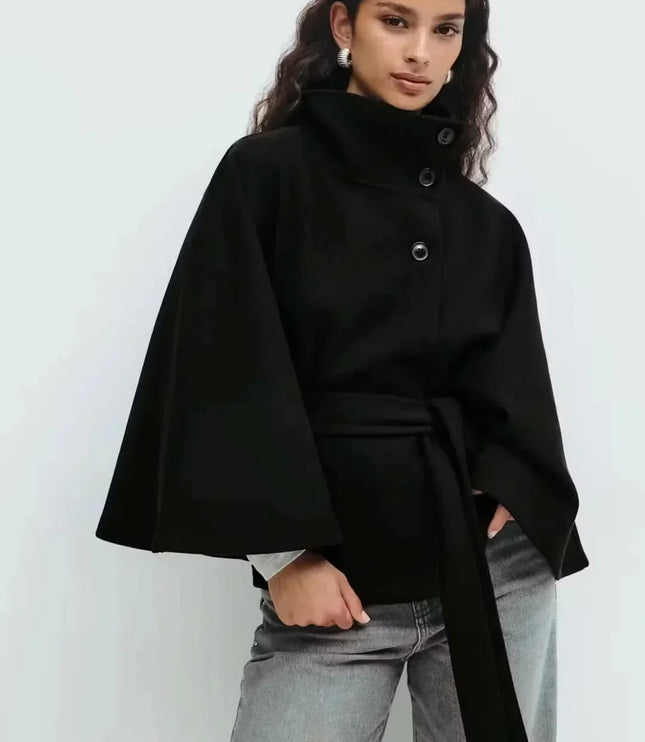 Women's Layering Jacket with a Structured Cape Silhouette