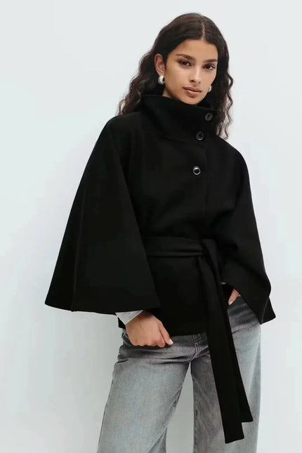 Women's Layering Jacket with a Structured Cape Silhouette