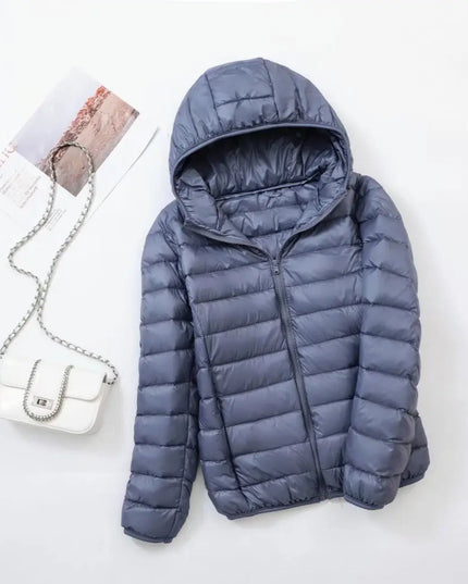 Women's Lightweight Hooded Puffer Jacket with Zip Pockets