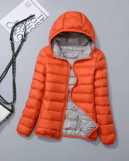 Women's Lightweight Hooded Puffer Jacket with Zip Pockets